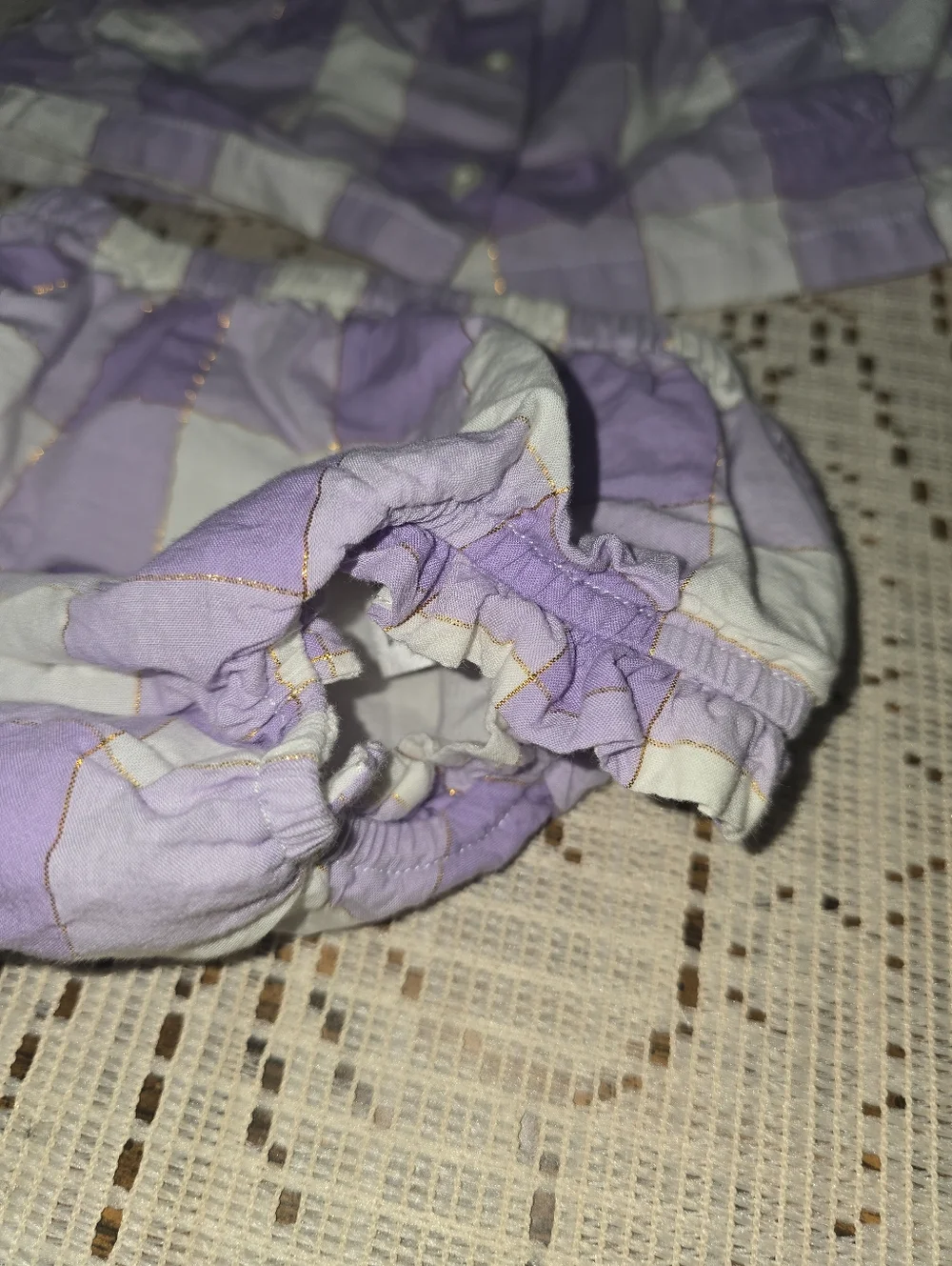 GAP Lilac and White Check Dress And Diaper Cover Set